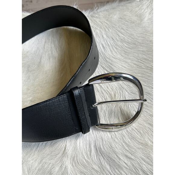 Vintage Black Broad Belt Leather  White House Black Market XS USA - Picture 2 of 6